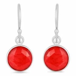 runder Granat Ohrringe in Silber - Loom Stones