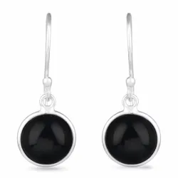 lange schwarzem Onyxe Ohrringe in Silber - Loom Stones