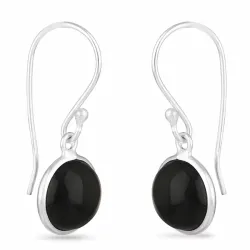 lange schwarzem Onyxe Ohrringe in Silber - Loom Stones