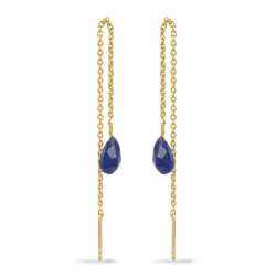 lange Lapis Lazuli Ohrhänger in vergoldetem Sterlingsilber - Loom Stones