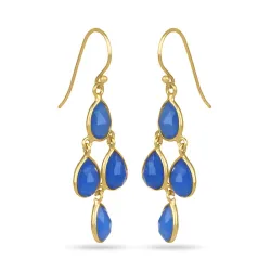 blauem Chalzedon Ohrringe in vergoldetem Sterlingsilber - Loom Stones