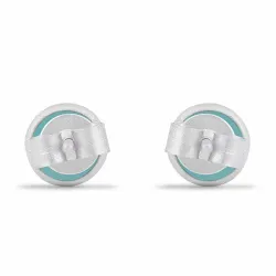 Matt runden blauem Chalzedon Ohrstecker in Silber - Loom Stones