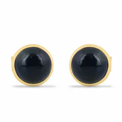 Matt runden Ohrstecker in vergoldetem Silber - Loom Stones