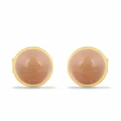 Matt runden altrosa Quarz Ohrstecker in vergoldetem Sterlingsilber - Loom Stones