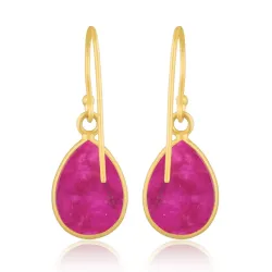 lange Rubin Ohrringe in vergoldetem Silber - Loom Stones