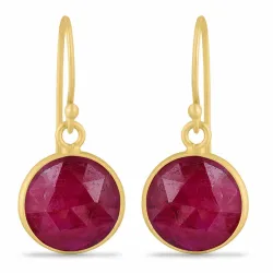 lange runden Rubin Ohrringe in vergoldetem Sterlingsilber - Loom Stones