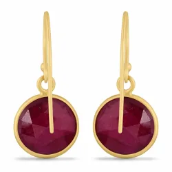 lange runden Rubin Ohrringe in vergoldetem Sterlingsilber - Loom Stones