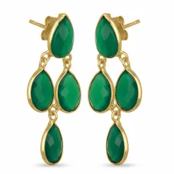 grünen Onyx Ohrringe in vergoldetem Sterlingsilber - Loom Stones