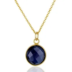 runder blauem Halskette aus vergoldetem Sterlingsilber und Anhänger aus vergoldetem Sterlingsilber - Loom Stones