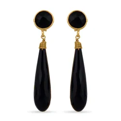 großen Tropfen Ohrringe in vergoldetem Sterlingsilber - Loom Stones