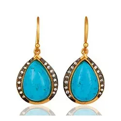 blauem Ohrringe in vergoldetem Sterlingsilber mit oxidiertem Sterlingsilber