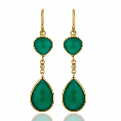 Tropfen Onyx Ohrringe in vergoldetem Sterlingsilber - Loom Stones