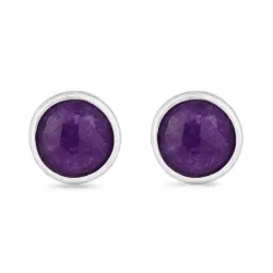 runden violettem Amethyst Ohrstecker in Silber - Loom Stones