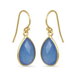 Tropfen blauem Ohrringe in vergoldetem Sterlingsilber - Loom Stones
