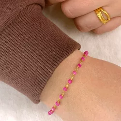 Elegant pink Aventurin Armband aus vergoldetem Sterlingsilber 15 cm plus 6 cm x 3,0 mm