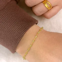 Echten Peridot Armband aus vergoldetem Sterlingsilber 15 cm plus 6 cm x 3,0 mm