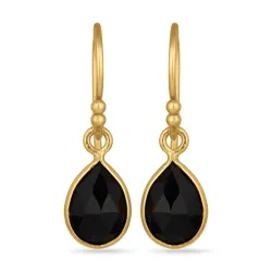 kleinen schwarzem Onyx Ohrringe in vergoldetem Sterlingsilber