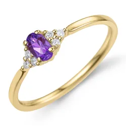 Amethyst Diamantring in 9 Karat Gold 0,25 ct 0,06 ct - Simple Diamonds