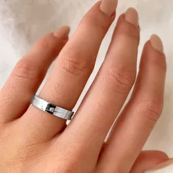 Einfacher Zirkon Ring aus rhodiniertem Silber