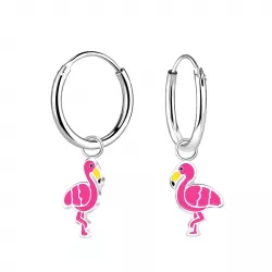 lange Flamingo Kinderohrringe in Silber