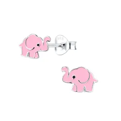 Elefant Emaille Kinderohrringe in Silber - Little Ones