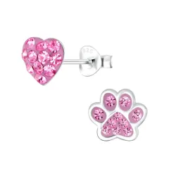 Pfote Bergkristall Kinderohrringe in Silber - Little Ones