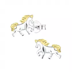 Pferde Kinderohrringe in Silber mit vergoldetem Silber