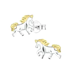 Pferde Kinderohrringe in Silber mit vergoldetem Silber - Little Ones