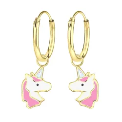 12 mm Einhorn Kinderohrringe in vergoldetem Silber - Little Ones