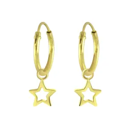 12 mm Stern Kinderohrringe in vergoldetem Silber - Little Ones