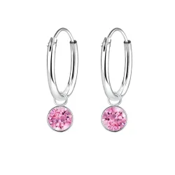 12 mm pink Zirkon Kreole in Silber - Little Ones