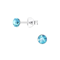 4 mm runden Bergkristall Ohrstecker in Silber - Little Ones