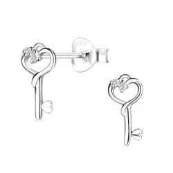 Schlüssel Zirkon Ohrringe in Silber