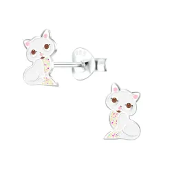 Katzen Kinderohrringe in Silber - Little Ones