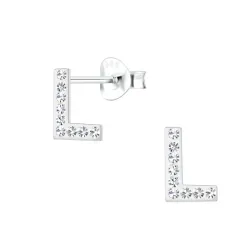 buchstab l Bergkristall Ohrringe in Silber - My Letter