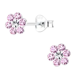 Blumen rosa Kinderohrringe in Silber - Little Ones