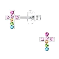Kreuz Kinderohrringe in Silber - Little Ones