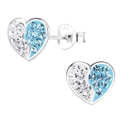 Herz blauem Kinderohrringe in Silber - Little Ones