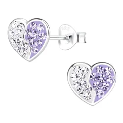 Herz violettem Kinderohrringe in Silber - Little Ones