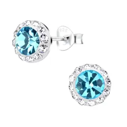 9 mm blauem Bergkristall Ohrstecker in Silber - Little Ones