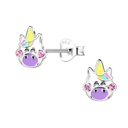 Einhorn violettem Kinderohrringe in Silber - Little Ones