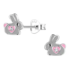 Kaninchen Kinderohrringe in Silber - Little Ones