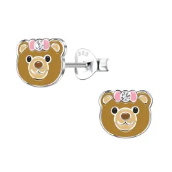 Teddybär Kinderohrringe in Silber - Little Ones