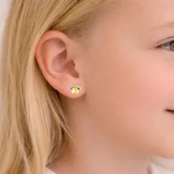 Pfote mehrfarbigem Kinderohrringe in vergoldetem Silber - Little Ones