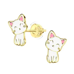 Katzen Kinderohrringe in vergoldetem Silber - Little Ones