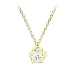 Pfote weißem Halskette aus vergoldetem Sterlingsilber - Little Ones