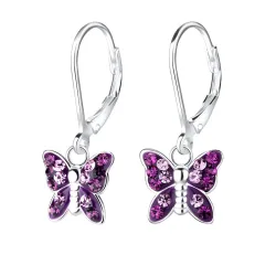 Schmetterlinge violettem Kinderohrringe in Silber - Little Ones