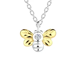 Biene Halskette aus Silber und Anhänger aus Silber und vergoldetem Silber - Little Ones