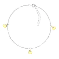 Herz Fußkette aus Silber und Anhänger aus vergoldetem Sterlingsilber - Little Ones