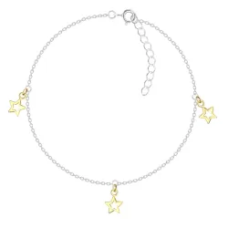 Stern Fußkette aus Silber und Anhänger aus vergoldetem Sterlingsilber - Little Ones